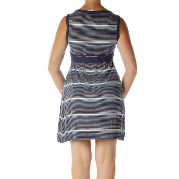 Max Studio Navy Striped Dress - Picture 2 of 3